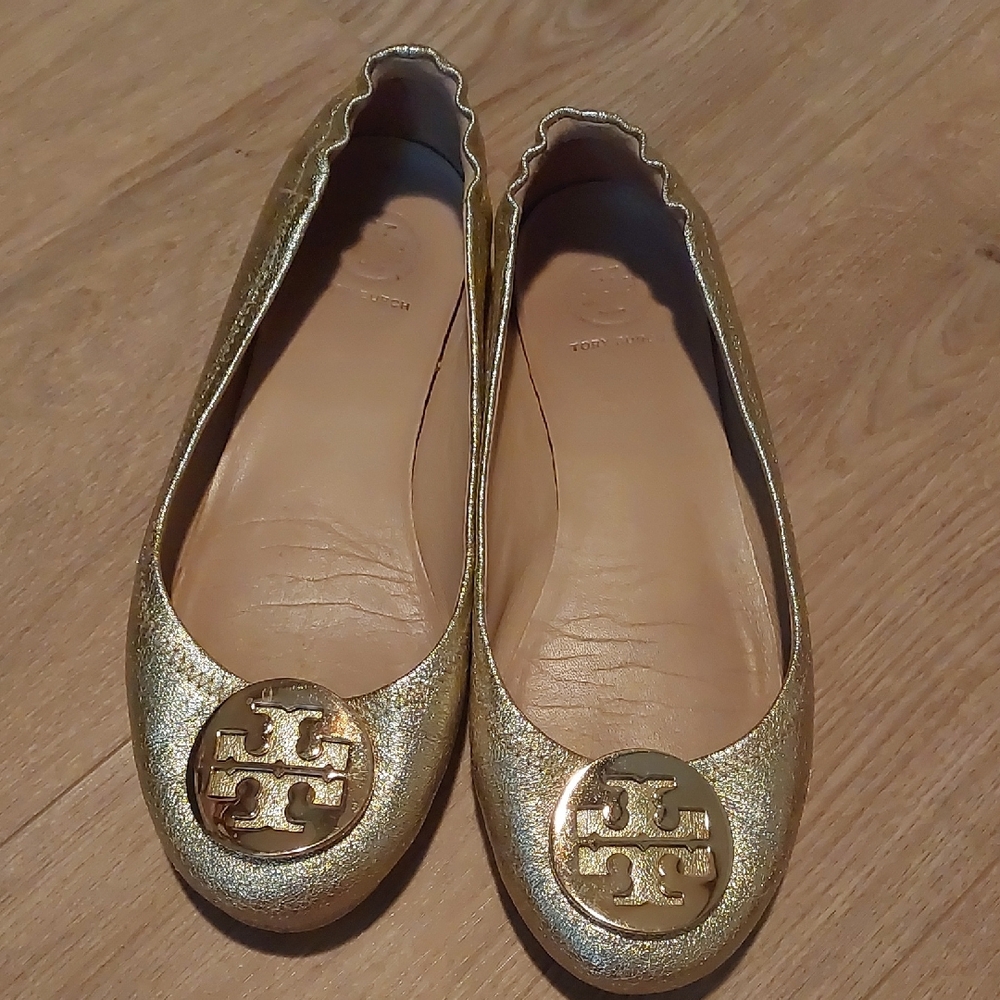 Tory Burch Metallic Gold Flats